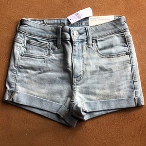 American Eagle Light Blue “Hi-Rise Shortie” Shorts